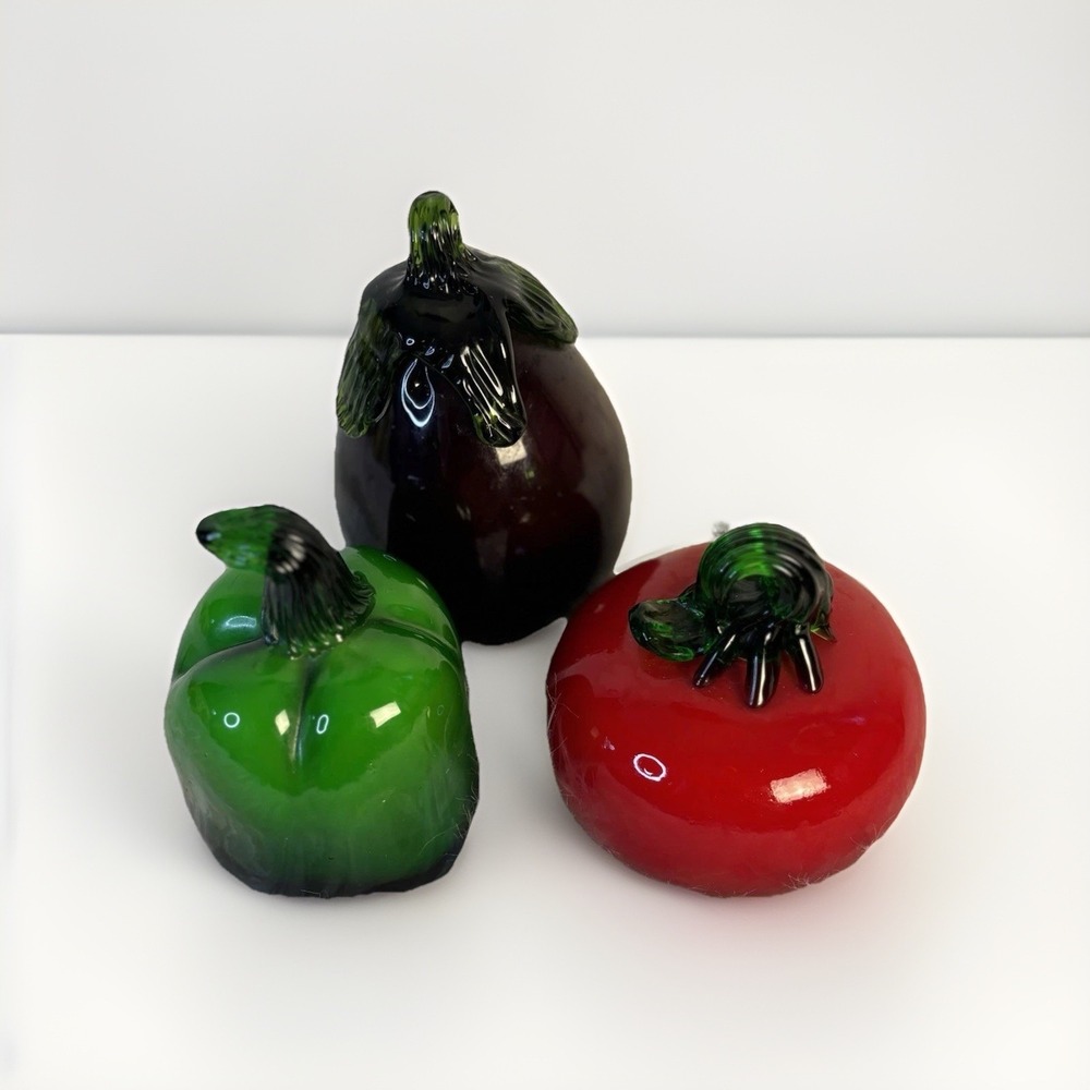 Vtg Blown Glass Fruit‎ Vegetables Art Deco